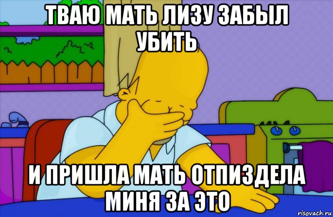 тваю мать лизу забыл убить и пришла мать отпиздела миня за это, Мем Homer simpson facepalm