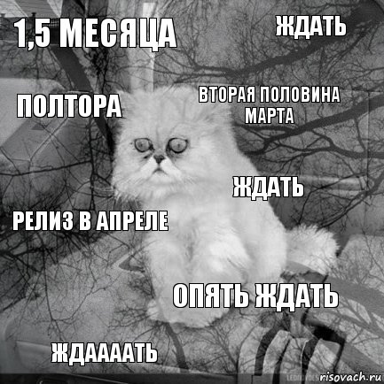 1,5 месяца  вторая половина марта ждаааать релиз в апреле ждать опять ждать полтора  ждать, Комикс  кот безысходность