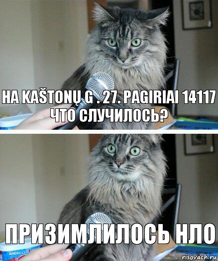 на Kaštonų g . 27. Pagiriai 14117 что случилось? призимлилось нло, Комикс  кот с микрофоном