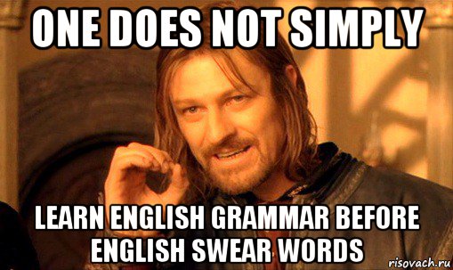 one does not simply learn english grammar before english swear words, Мем Нельзя просто так взять и (Боромир мем)