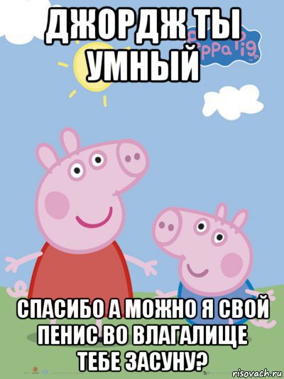 джордж ты умный спасибо а можно я свой пенис во влагалище тебе засуну?, Мем  Пеппа и Джордж