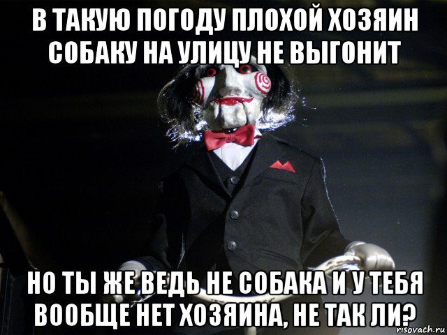 Хозяева плохой. В такую погоду собаку на улицу не выгонит. Плохой хозяин собаку на улицу не выгонит. В такую погоду хороший хозяин. В такую погоду хозяин собаку.