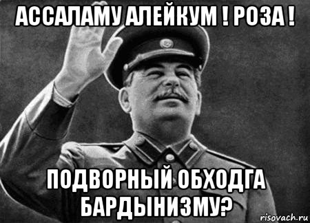 ассаламу алейкум ! роза ! подворный обходга бардынизму?, Мем сталин расстрелять