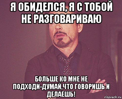 я обиделся, я с тобой не разговариваю больше ко мне не подходи-думай,что говоришь и делаешь!, Мем твое выражение лица