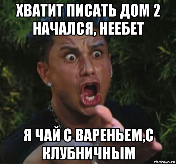 хватит писать дом 2 начался, неебет я чай с вареньем,с клубничным, Мем Дом 2