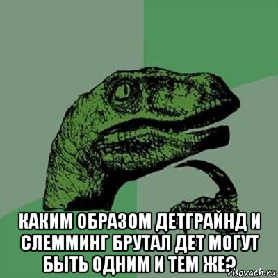  каким образом детграйнд и слемминг брутал дет могут быть одним и тем же?, Мем Филосораптор