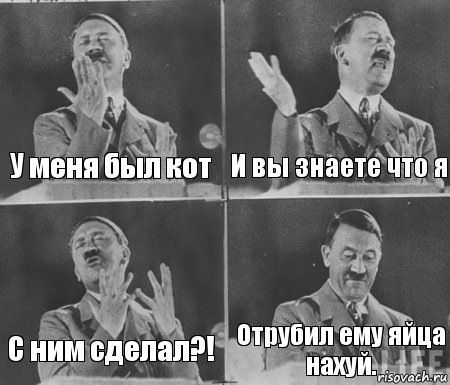 У меня был кот И вы знаете что я С ним сделал?! Отрубил ему яйца нахуй., Комикс  гитлер за трибуной