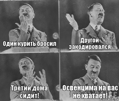 Один курить бросил Другой закодировался Третий дома сидит! Освенцима на вас не хватает!, Комикс  гитлер за трибуной