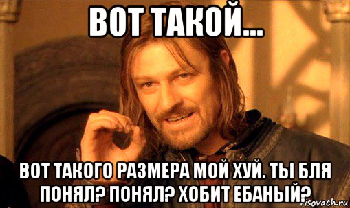 вот такой... вот такого размера мой хуй. ты бля понял? понял? хобит ебаный?, Мем Нельзя просто так взять и (Боромир мем)