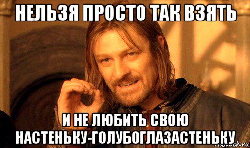 нельзя просто так взять и не любить свою настеньку-голубоглазастеньку, Мем Нельзя просто так взять и (Боромир мем)