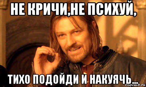 не кричи,не психуй, тихо подойди и накуячь..., Мем Нельзя просто так взять и (Боромир мем)