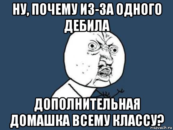 ну, почему из-за одного дебила дополнительная домашка всему классу?, Мем Ну почему