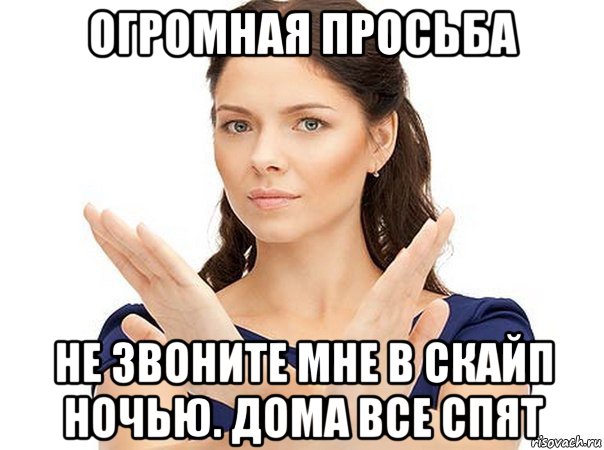 огромная просьба не звоните мне в скайп ночью. дома все спят, Мем Огромная просьба