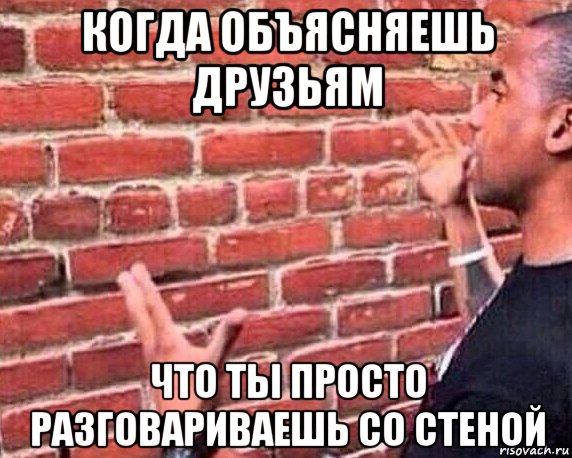 когда объясняешь друзьям что ты просто разговариваешь со стеной, Мем разговор со стеной