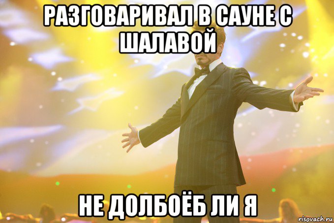 разговаривал в сауне с шалавой не долбоёб ли я, Мем Тони Старк (Роберт Дауни младший)