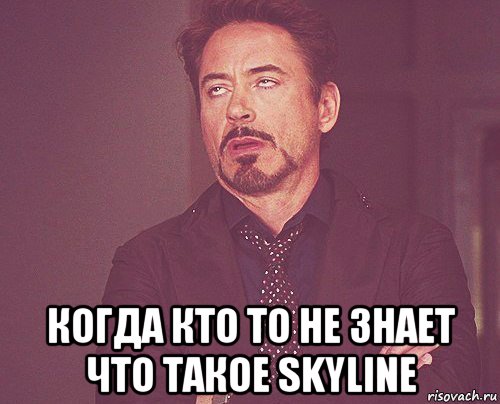  когда кто то не знает что такое skyline, Мем твое выражение лица