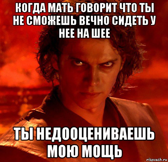 когда мать говорит что ты не сможешь вечно сидеть у нее на шее ты недооцениваешь мою мощь