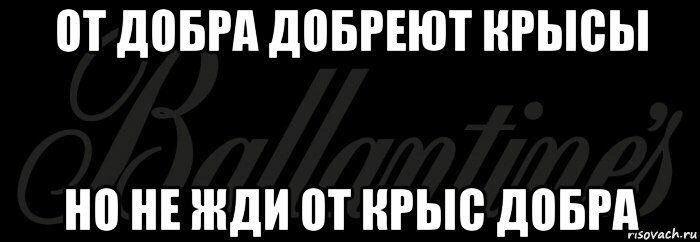 От добра добра не ищут. От добра добра не ждут. Не жди добра. От добра.