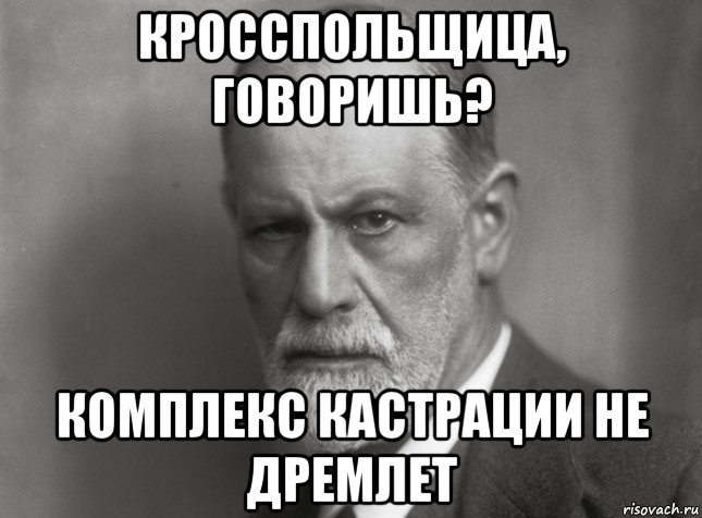 кросспольщица, говоришь? комплекс кастрации не дремлет, Мем  Фрейд