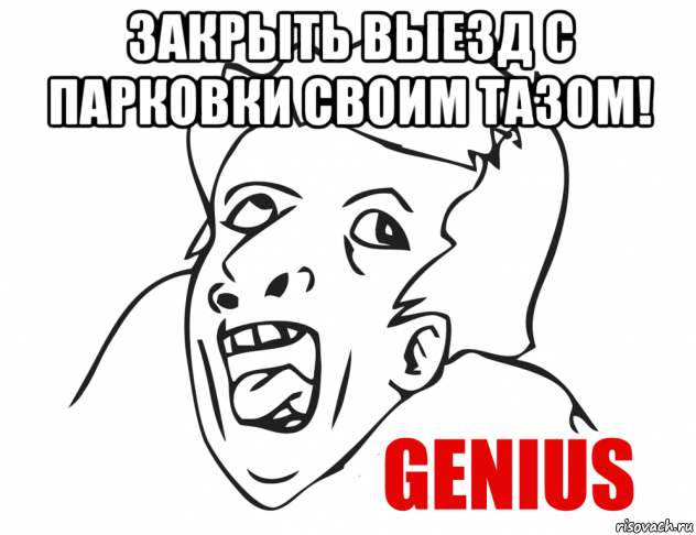 закрыть выезд с парковки своим тазом! , Мем  Genius