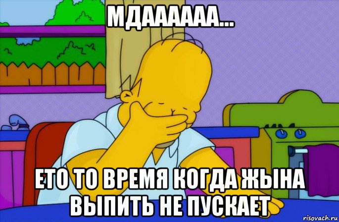 мдаааааа... ето то время когда жына выпить не пускает, Мем Homer simpson facepalm