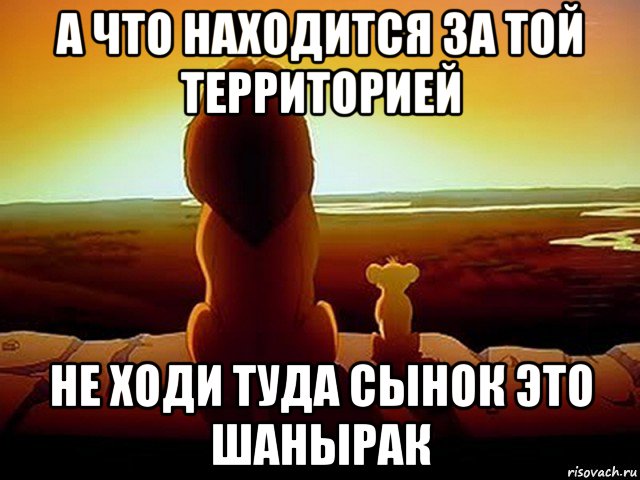 а что находится за той территорией не ходи туда сынок это шанырак, Мем  король лев