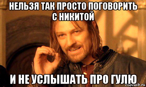 нельзя так просто поговорить с никитой и не услышать про гулю, Мем Нельзя просто так взять и (Боромир мем)