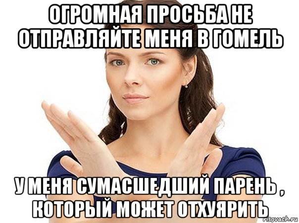 огромная просьба не отправляйте меня в гомель у меня сумасшедший парень , который может отхуярить, Мем Огромная просьба