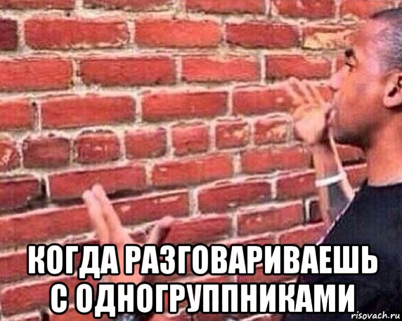  когда разговариваешь с одногруппниками, Мем разговор со стеной