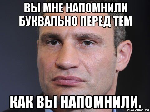 вы мне напомнили буквально перед тем как вы напомнили., Мем Типичный Кличко