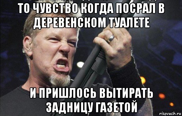 то чувство когда посрал в деревенском туалете и пришлось вытирать задницу газетой, Мем То чувство когда