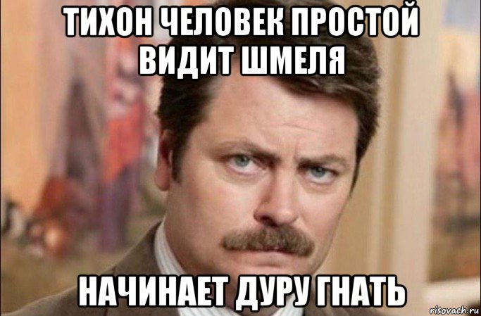 тихон человек простой видит шмеля начинает дуру гнать, Мем  Я человек простой