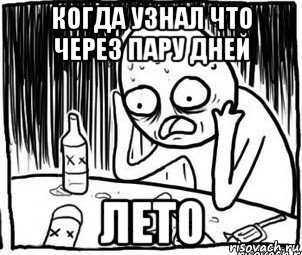 когда узнал что через пару дней лето, Мем Алкоголик-кадр