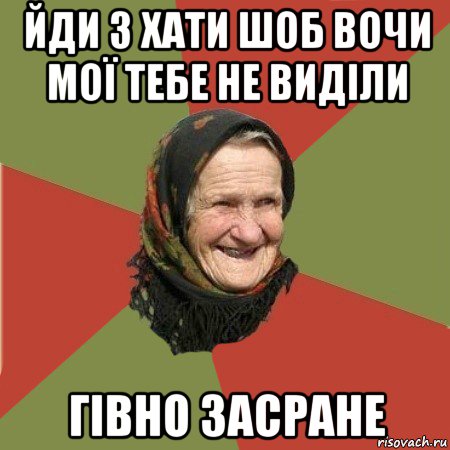 йди з хати шоб вочи мої тебе не виділи гівно засране, Мем  Бабушка