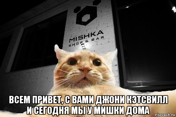  всем привет, с вами джони кэтсвилл и сегодня мы у мишки дома, Мем   Джонни Кэтсвилл