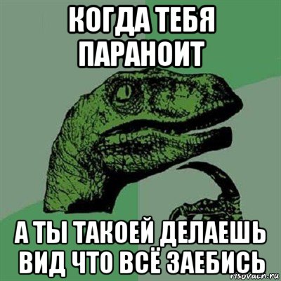 когда тебя параноит а ты такоей делаешь вид что всё заебись, Мем Филосораптор