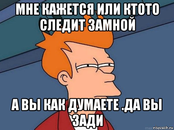 мне кажется или ктото следит замной а вы как думаете .да вы зади, Мем  Фрай (мне кажется или)