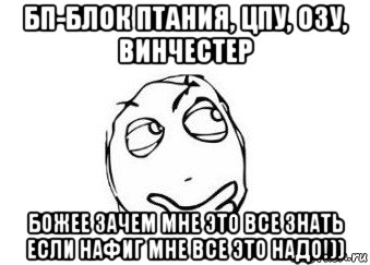 бп-блок птания, цпу, озу, винчестер божее зачем мне это все знать если нафиг мне все это надо!)), Мем Мне кажется или