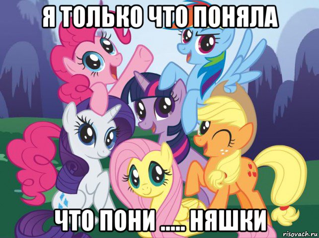 я только что поняла что пони ..... няшки, Мем My little pony