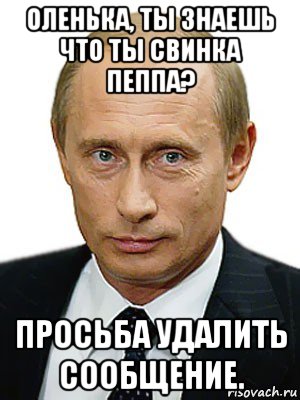 оленька, ты знаешь что ты свинка пеппа? просьба удалить сообщение., Мем Путин