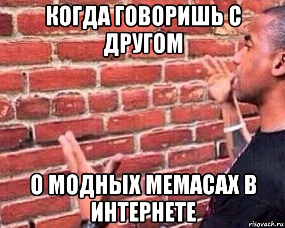 когда говоришь с другом о модных мемасах в интернете, Мем разговор со стеной