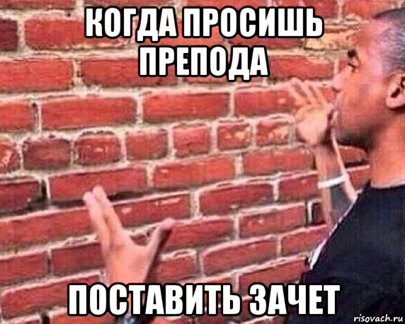 когда просишь препода поставить зачет, Мем разговор со стеной