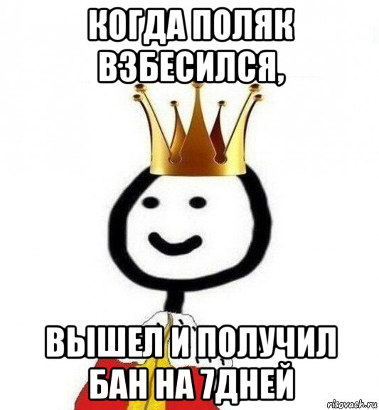 когда поляк взбесился, вышел и получил бан на 7дней, Мем Теребонька Царь