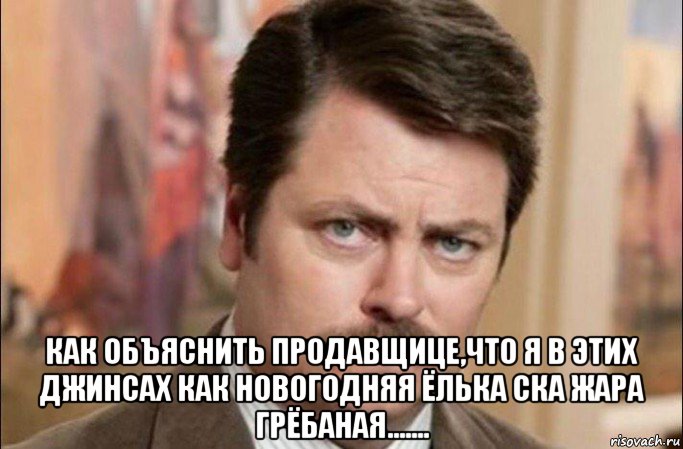  как объяснить продавщице,что я в этих джинсах как новогодняя ёлька ска жара грёбаная......., Мем  Я человек простой