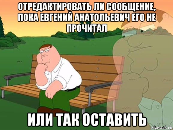 отредактировать ли сообщение, пока евгений анатольевич его не прочитал или так оставить, Мем Задумчивый Гриффин