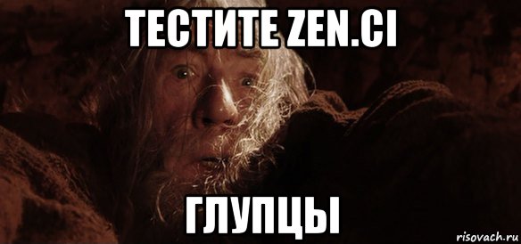 тестите zen.ci глупцы, Мем Гендальф (Бегите глупцы)