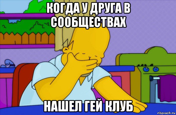 когда у друга в сообществах нашел гей клуб, Мем Homer simpson facepalm