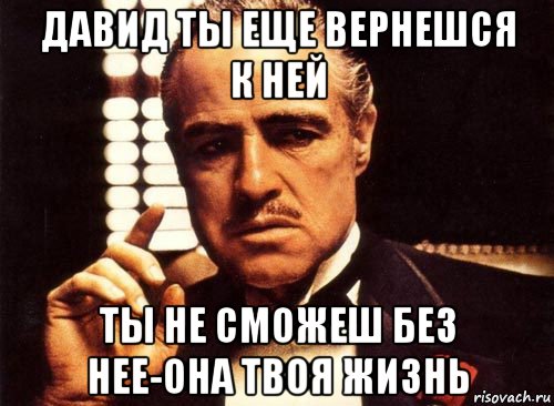 давид ты еще вернешся к ней ты не сможеш без нее-она твоя жизнь, Мем крестный отец