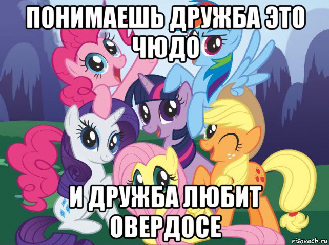 понимаешь дружба это чюдо и дружба любит овердосе, Мем My little pony