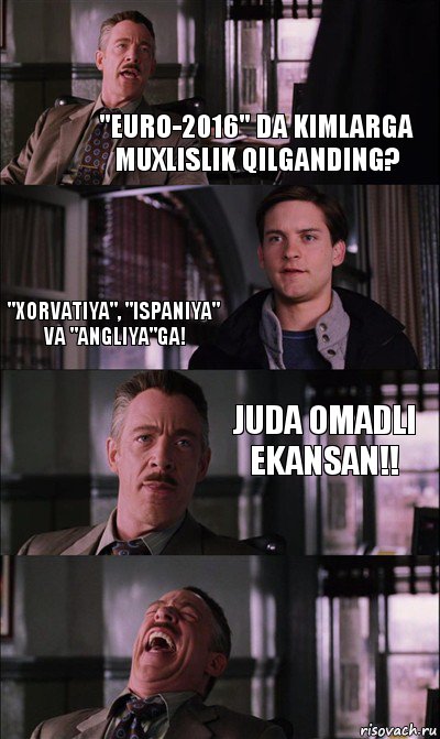 "EURO-2016" da kimlarga muxlislik qilganding? "Xorvatiya", "Ispaniya" va "Angliya"ga! Juda omadli ekansan!!